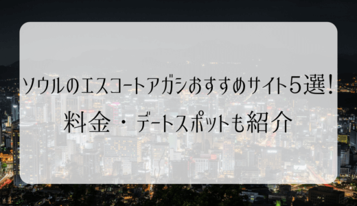【2024年8月】韓国（ソウル・釜山）のエスコートアガシおすすめ5選！注意点も