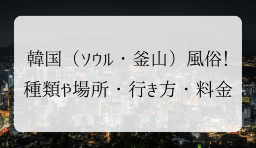 【2024年8月】韓国（ソウル・釜山）風俗を完全解説！種類や場所・行き方・料金を解説